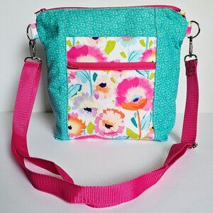 NEW Watercolor Floral Crossbody Purse | Lightweight Washable Fabric Shoulder Bag